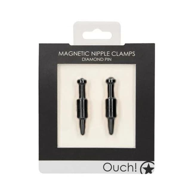 Ouch Magnetic Nipple Clamps - Diamond Pin - Black, image 1