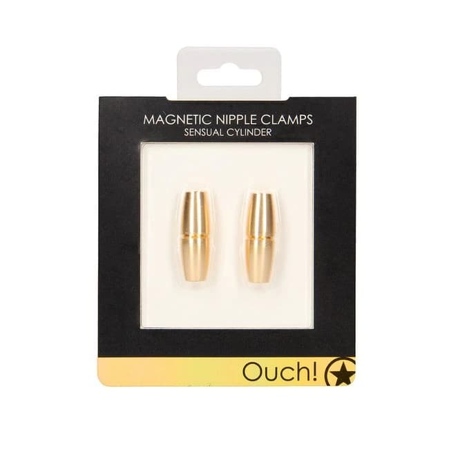 Ouch! Magnetic Nipple Clamps Sensual Cylinder Gold, image 1