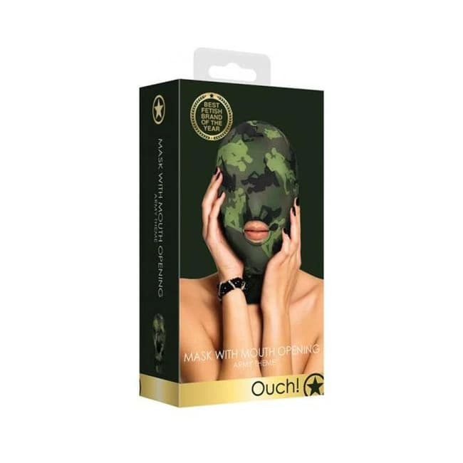 Ouch Mask with Mouth Opening - Army Theme - Green - Image 1 Ouch Mask with Mouth Opening - Army Theme - Green - Image 1