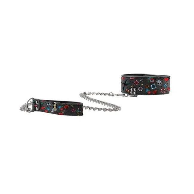 Ouch! Old School Tattoo Printed Collar and Leash, image 1
