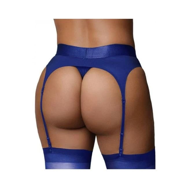 Ouch! Vibrating Strap-on Thong with Adjustable Garters Royal, image 1