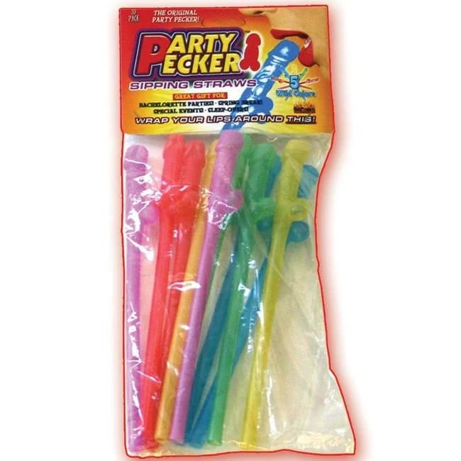 Party Pecker Sipping Straws-10 Pack Asst. - Image 1