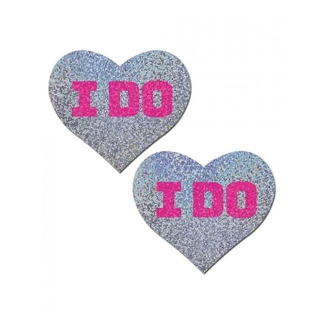 Pastease Bridal I Do Hearts Pasties Silver O/S, image 1