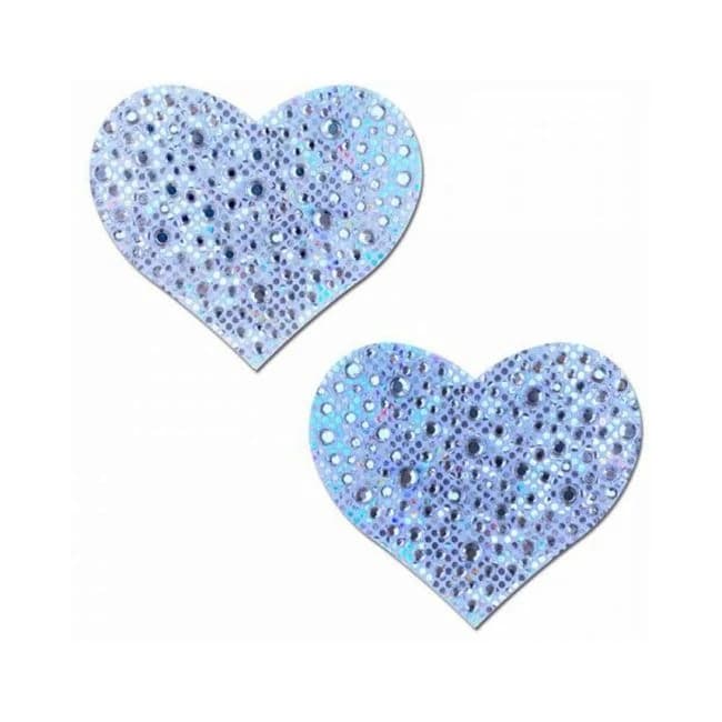 Pastease Crystal Sparkling Heart Pasties Silver, image 1