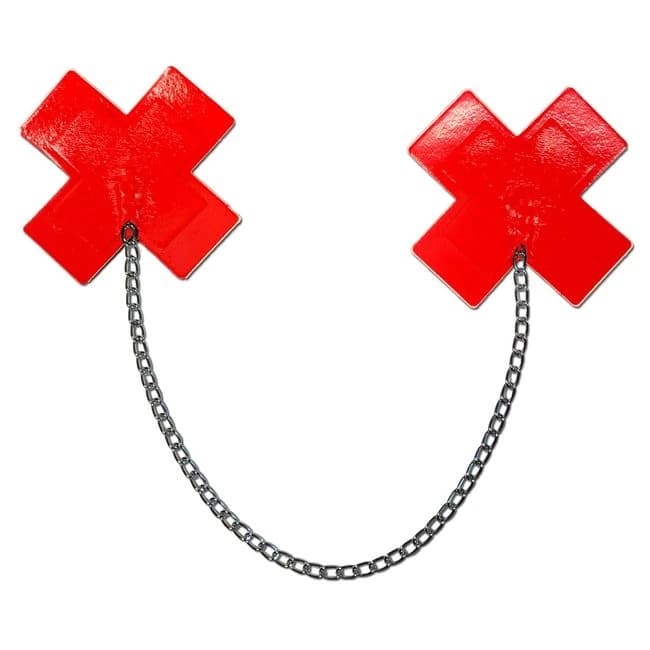 Pastease Faux Latex Red Plus X W/ Chunky Silver Chain, image 1
