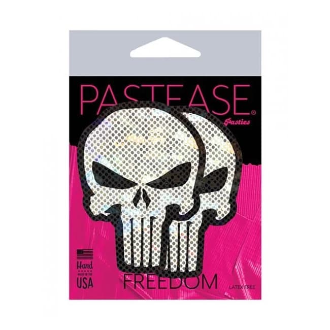Pastease Glittering Punisher Skull - White/black O/S, image 1