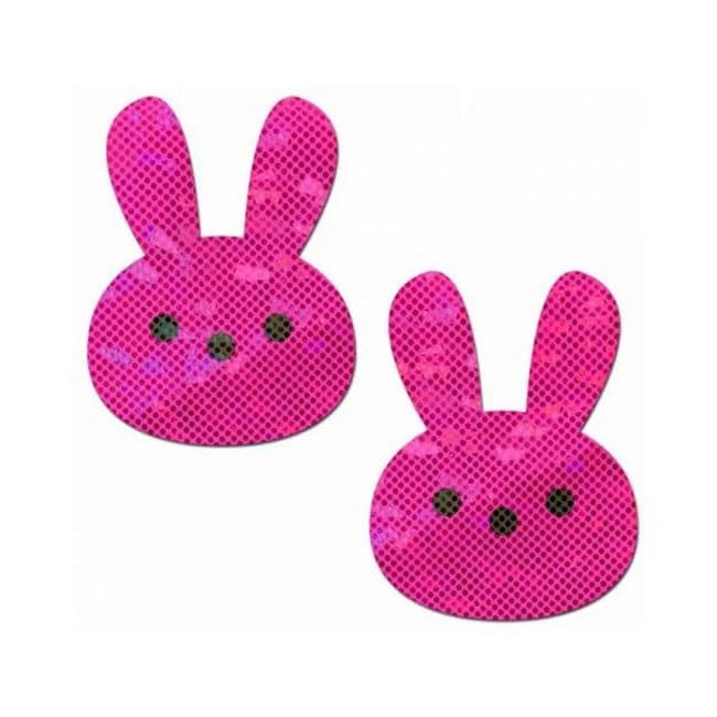Pastease Glittery Pink Marshmallow Easter Bunny Nipple Pasties, image 1