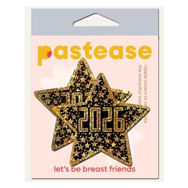 Pastease Happy New Year 2026 Black & Gold Star Nipple - Image 1 Pastease Happy New Year 2026 Black & Gold Star Nipple - Image 1