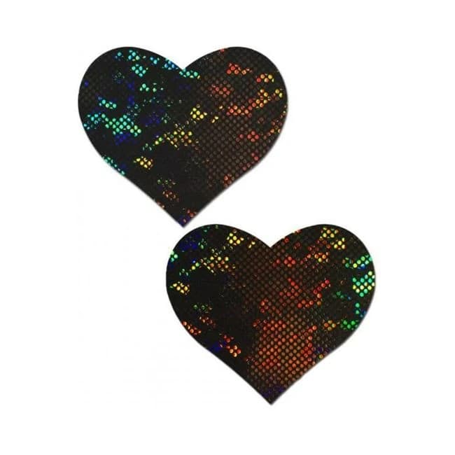Pastease Love Shattered Glass Disco Ball Black Heart Nipple Pasties, image 1