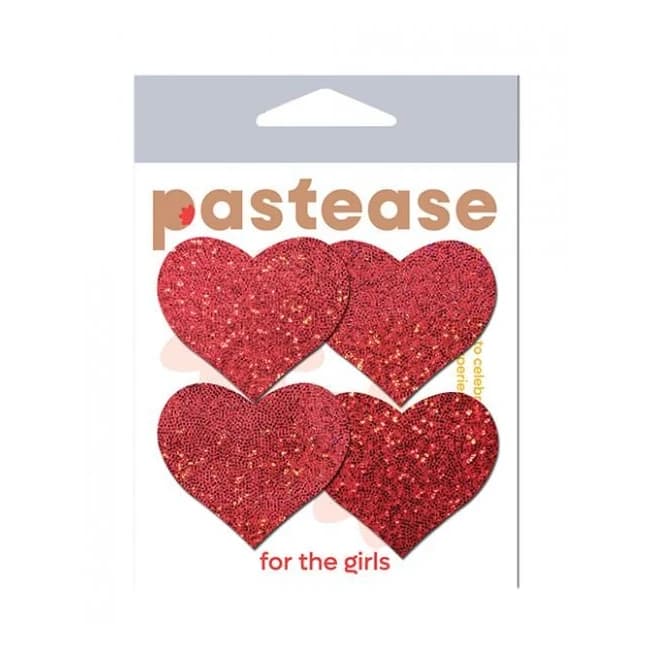 Pastease Premium Petites Glitter Heart - Red O/S Pack of 2 Pair, image 1