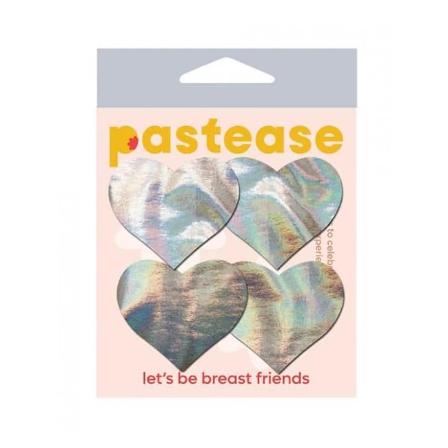 Pastease Premium Petites Holographic Heart - Silver O/S Pack of 2 Pair, image 1