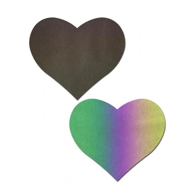 Pastease Reflective Rainbow Heart Nipple Pasties, image 1