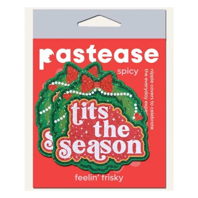 Pastease Tits Season Holiday Green Wreath on Glittery, image 1
