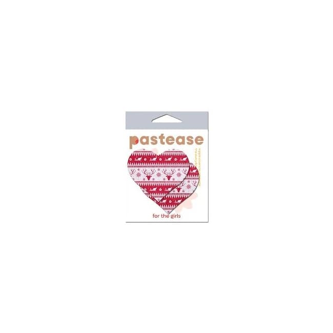 Pastease Ugly Christmas Sweate Glitter Red & White Heart Nipp, image 1