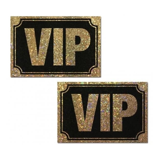 Pastease Vip Gold Glitter on Liquid Black Nipple Pasties, image 1