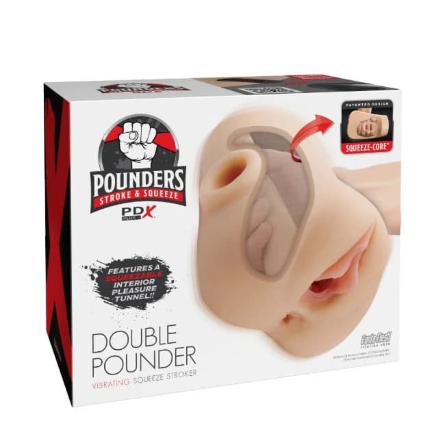 Pdx Plus Double Pounder Vibrating Squeeze Stroker, image 1