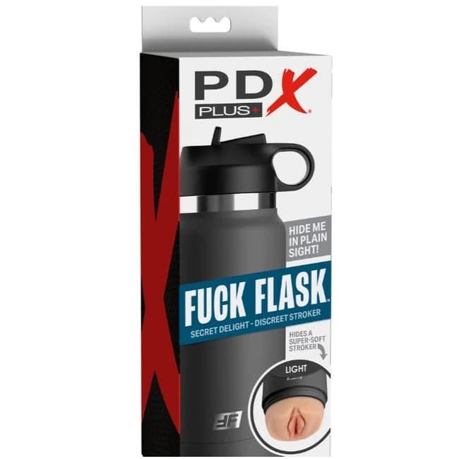 Pdx Plus Fuck Flask Secret Delight Discreet Stroker Grey Bottle, image 1