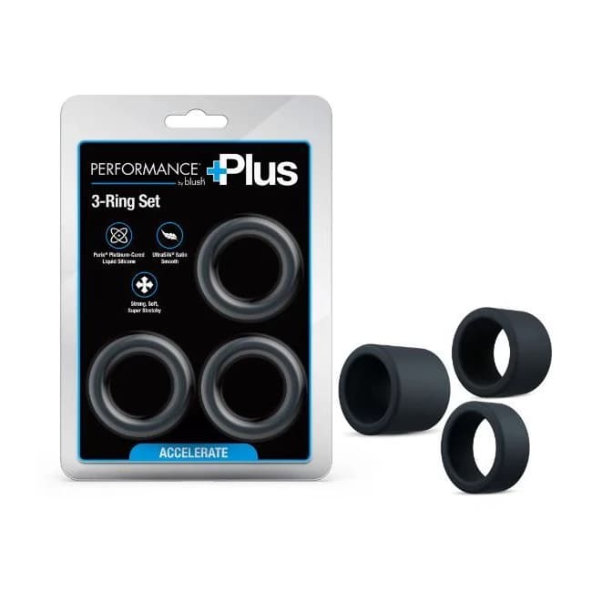 Performance Plus Accelerate 3 Cock Ring Plat/black - Image 1
