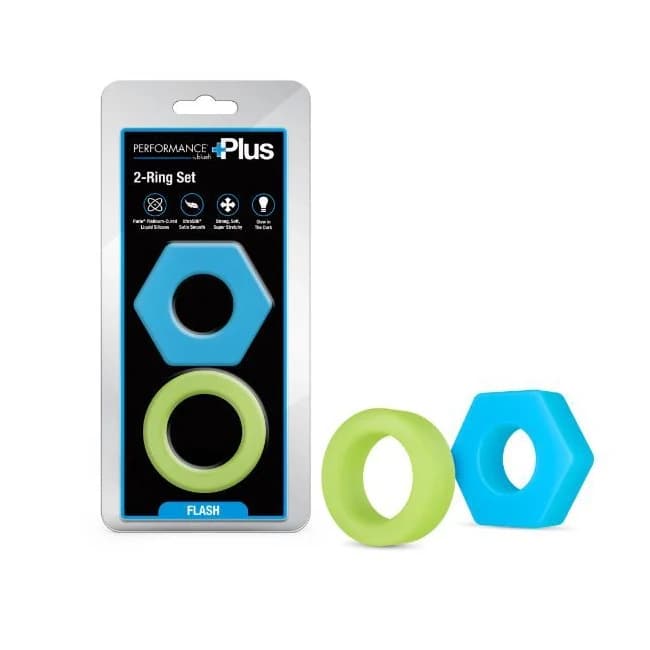 Performance Plus Flash 2 Cock Ring Set Glow in the Dark, image 1