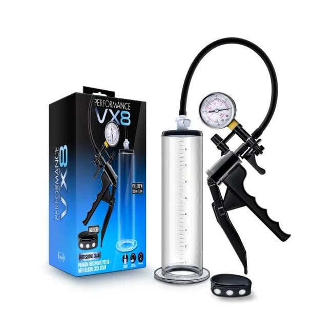 Performance Vx8 Premium Penis Pump System W/ Silicone Cock Strap Clear - Image 1 Performance Vx8 Premium Penis Pump System W/ Silicone Cock Strap Clear - Image 1