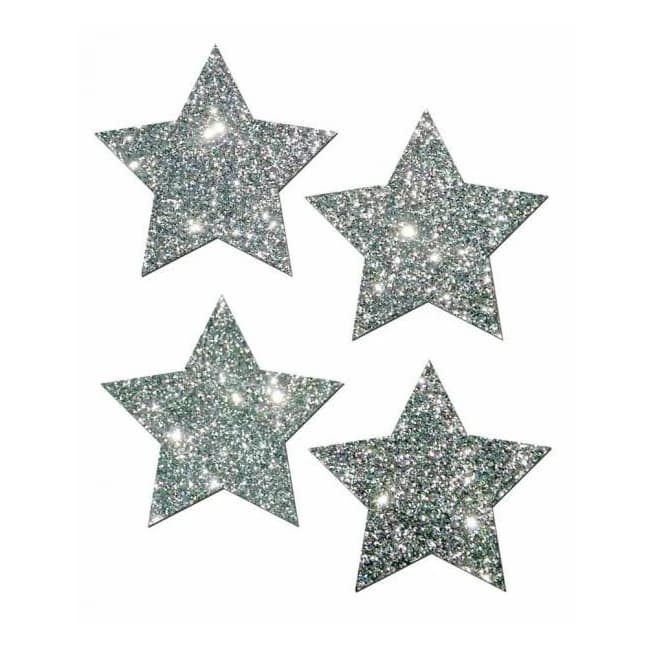 Petites Silver Glitter Star O/S 2 Pack Pasties, image 1