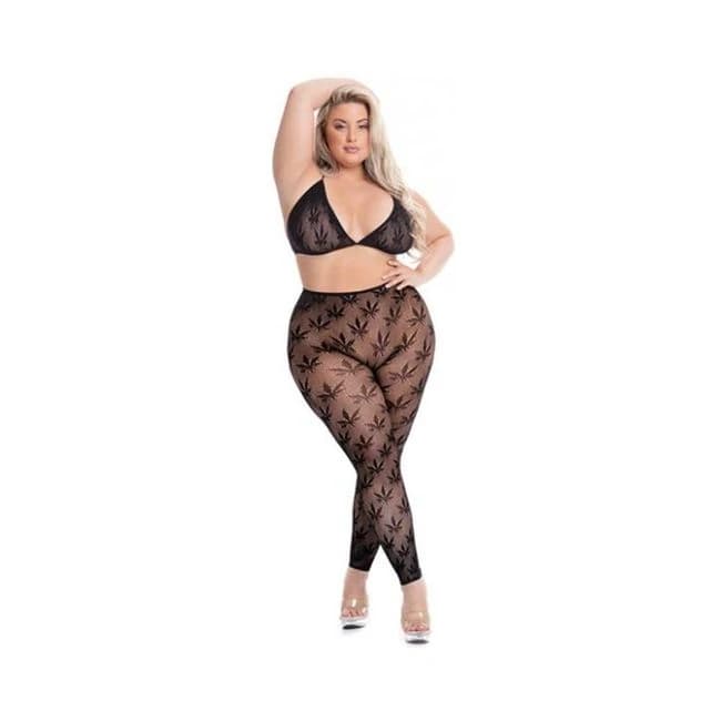 Pink Lipstick All About Leaf Bra & Leggings Black Qn, image 1