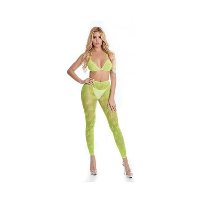 Pink Lipstick All About Leaf Bra & Leggings, image 1