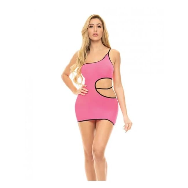 Pink Lipstick All You Need Cut Out Dress Neon Pink Qn, image 1