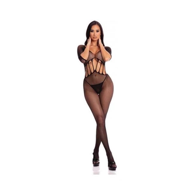 Pink Lipstick Amplify Crotchless Bodystocking Black O/S, image 1