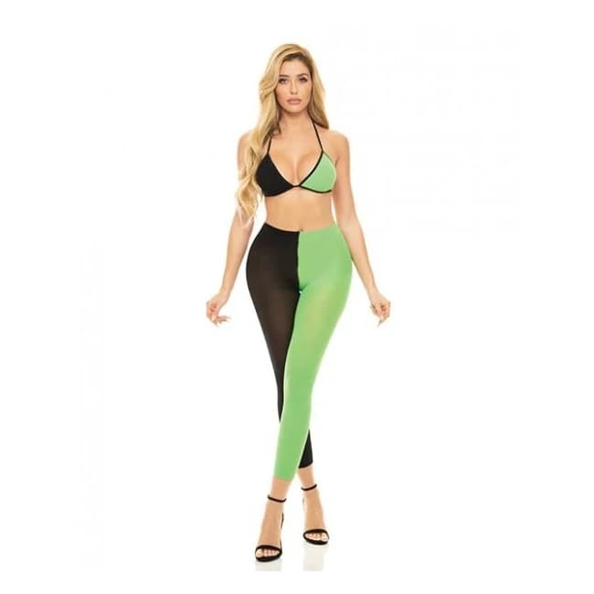 Pink Lipstick Block You Out Bra & Legging Black/green O/S, image 1