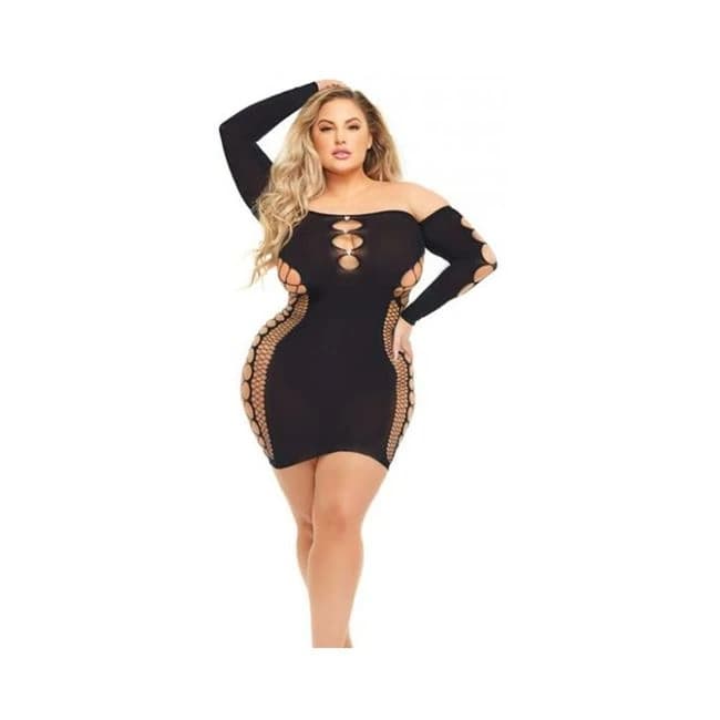 Pink Lipstick Diamond Drippin Dress w/ Rhinestone Detail Black O/S, image 1