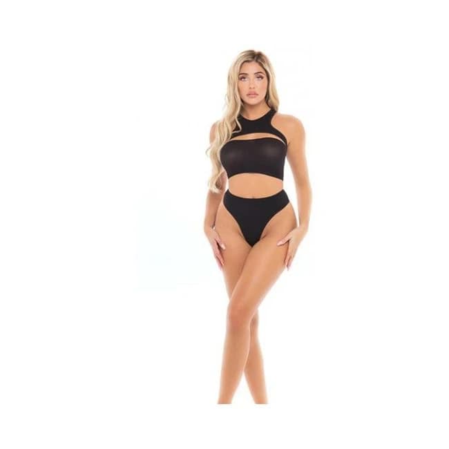 Pink Lipstick Divine Bandeau, Harness Top, & High Waist Thong Black O/s - Image 1 Pink Lipstick Divine Bandeau, Harness Top, & High Waist Thong Black O/s - Image 1