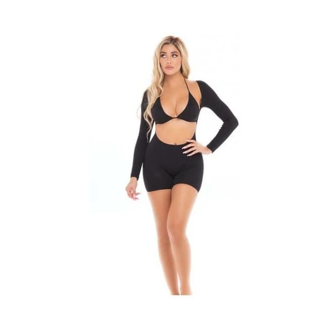 Pink Lipstick Knock Out 2 pc Play Suit Black O/S, image 1