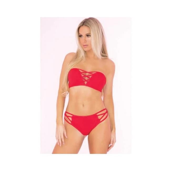 Pink Lipstick Truth or Bare 2 Piece Bra Set Red, image 1