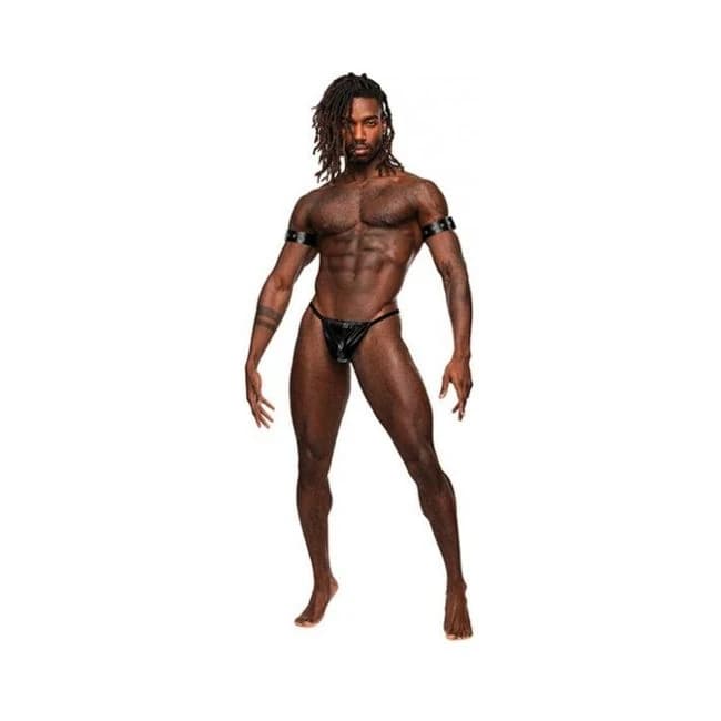 Pisces Pu Leather Bicep & Back Harness Black O/S, image 1