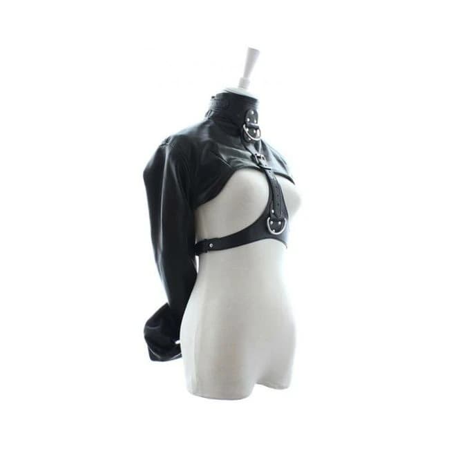 Ple'sur Open-Front Faux Leather Bondage Bolero-Style Straight Jacket Black, image 1