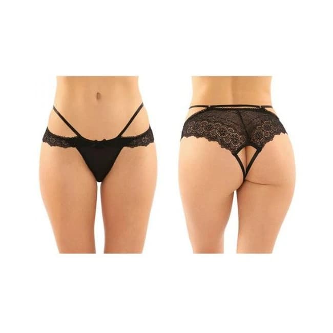 Posey Strappy Lace and Microfiber Crotchless Panty 6-Pack L/XL, image 1