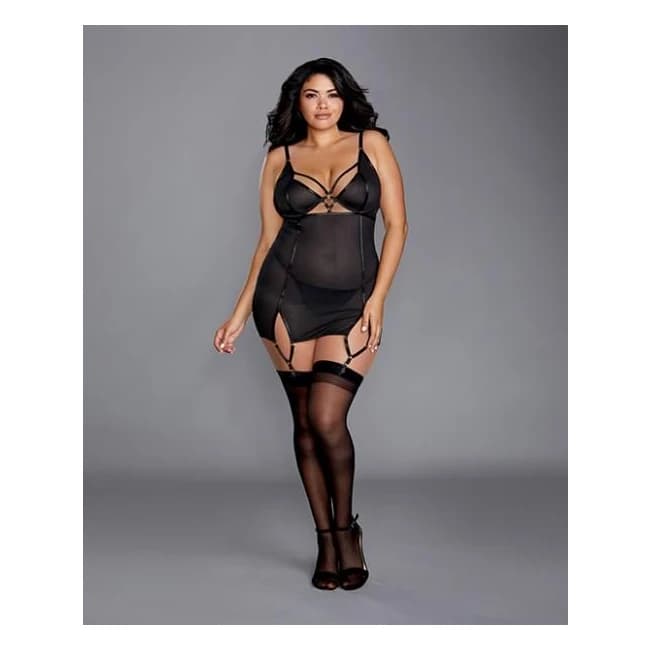 Power Mesh Garter Slip w/ G-string Black 1x, image 1