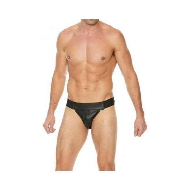 Premium Leather Plain Front with Zip Jock S/M Black, image 1