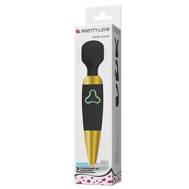 Pretty Love Body Wand with LED Light - Black and Gold, image 1