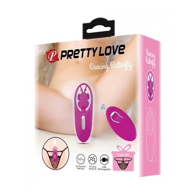 Pretty Love Dancing Butterfly Panty Vibe w/ Free Panty - Fuchsia, image 1