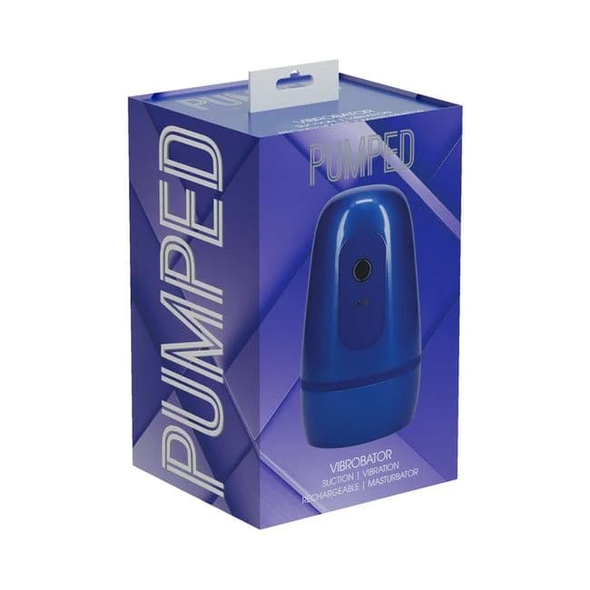 Pumped Vibrobator Masturbator Negative Pressure Suction Vibration Metallic Blue, image 1