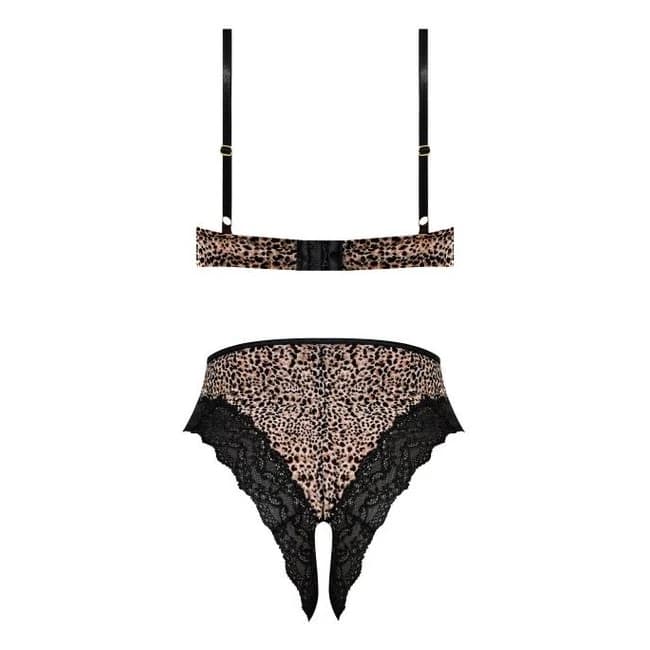 Purrfect Half Cup Teddy W/ Split Crotch Leopard, image 1