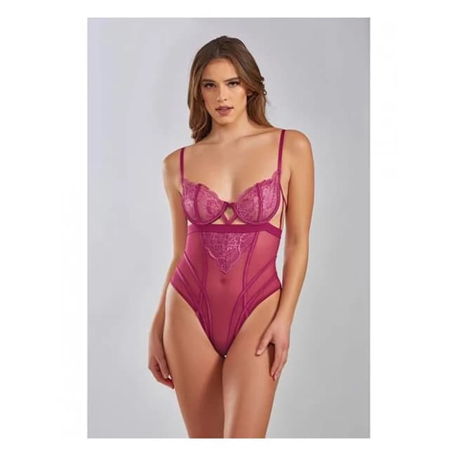 Quinn Cross Dyed Galloon Lace & Mesh Teddy, image 1