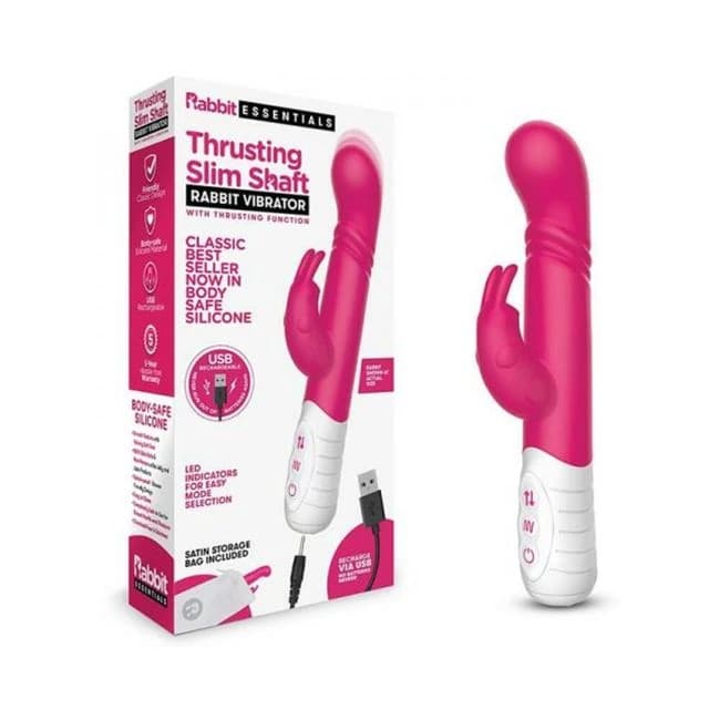 Rabbit Essentials Thrusting Slim Shaft Rabbit Vibrator, image 1
