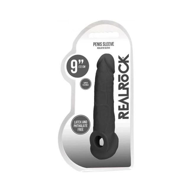 Real Rock Penis Extender with Rings - 9" - 22 cm - Chocolate, image 1