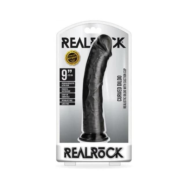 Realrock Curved Realistic Dildo with Suction Cup. Dark, image 1