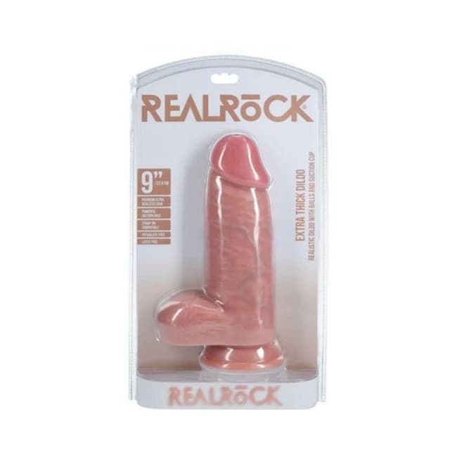 Realrock Extra Thick 9 In. Dildo with Balls, image 1