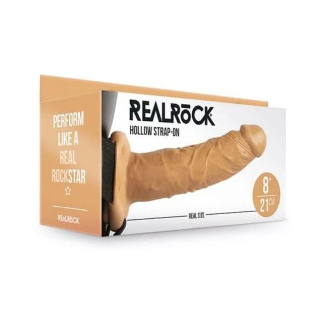 Realrock Hollow Strap-on Without Balls 8 In. Caramel - Image 1