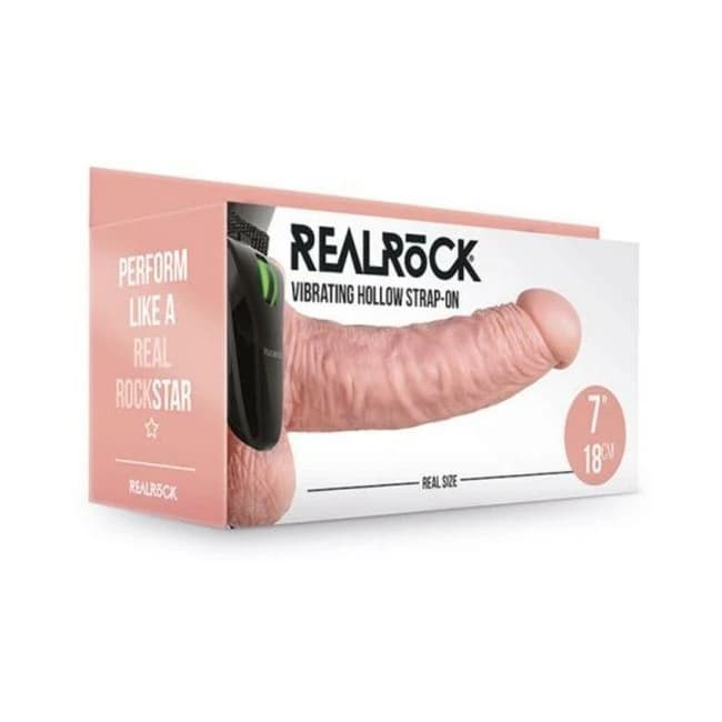 Realrock Vibrating Hollow Strap on with Balls, image 1